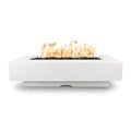 The Outdoor Plus 96 Rectangular Del Mar Fire Pit - GFRC Concrete - White - Match Lit with Flame Sense - Natural Gas OPT-DEL9628FSML-LIM-NG